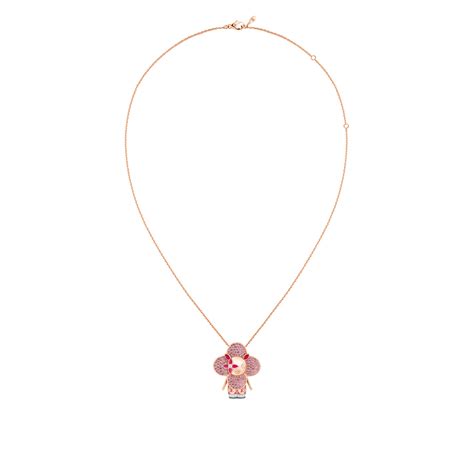 Vivienne Pig Pendant, Pink Gold, Lacquer, Diamonds And